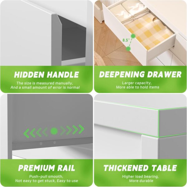 Greenvelly White Dresser for Bedroom,Modern 9 Drawer Dresser for Bedroom,Wooden Dresser with Deep Drawers for Bedroom,Long Drawer Chest for Bedroom, Living Room,Hallway,Closet - Image 5