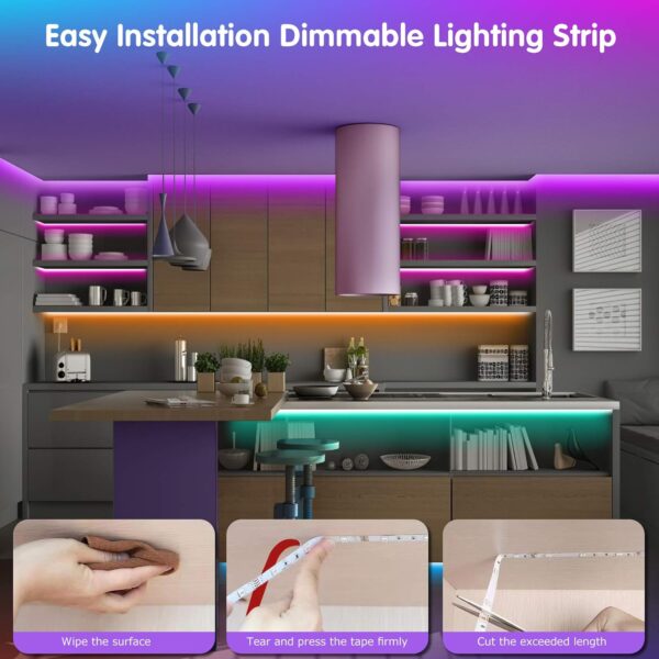 Tenmiro Led Lights for Bedroom 100ft (2 Rolls of 50ft) Music Sync Color Changing Strip Lights with Remote and App Control RGB Strip, for Room Home Party Decoration - Image 7