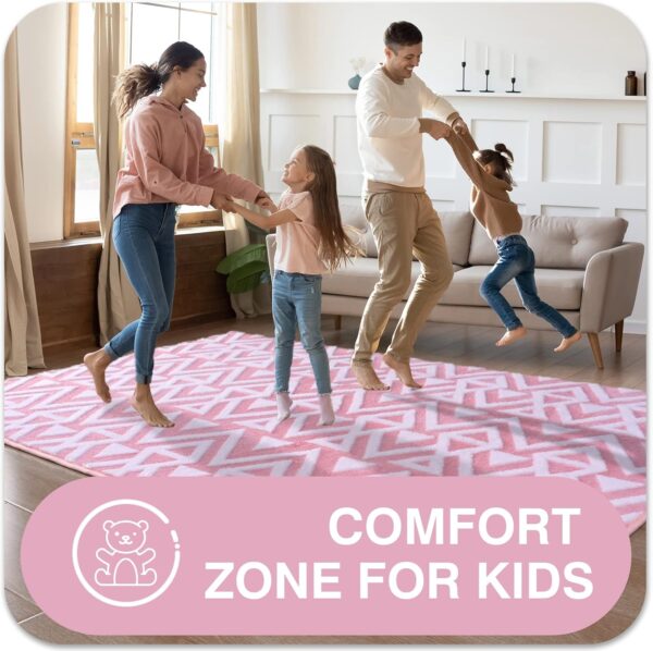 Ompaa Ultra Soft Shaggy Rugs Memory Foam Bedroom Carpet, Pink 6 x 9 Feet, Plush Geometric Textured Area Rugs for Living Room Couch Dorm Bedside Kids Girls Teens Room Nursery Decor Floor Mat - Image 3