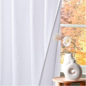HOMIDATE White Curtain,84 inch Long White Curtains,Cotton Curtains Set of 2 Size 50x84 inch,White Cotton Drapes,Curtains for Window,Textured White Curtains Set of 2,84 inch Curtains,Bathroom Curtains