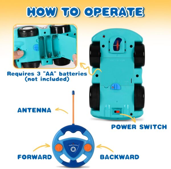 Remote Control Cartoon Police and Racing Cars: RC Toys for Toddlers Kids Boys and Girls - Set of 2 Vehicles for Simultaneous Play - Image 4