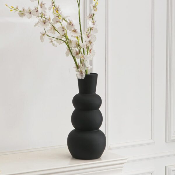 Black Ceramic Vase, Modern Dried Flower Vase, Black Matte Pampas Flower Vases, Boho Home Decor for Centerpiece Wedding Dinner Table Party Living Room Office Bedroom, Housewarming Gift - Image 5