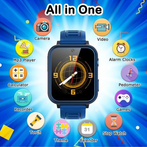 Kids Game Smart Watch for Kids with 24 Puzzle Games HD Touch Screen Camera Music Player Pedometer Alarm Clock Calculator Flashlight 12/24hr Kids Watches Gift for 4-12 Year Old Boys Toys for Kids - Image 2