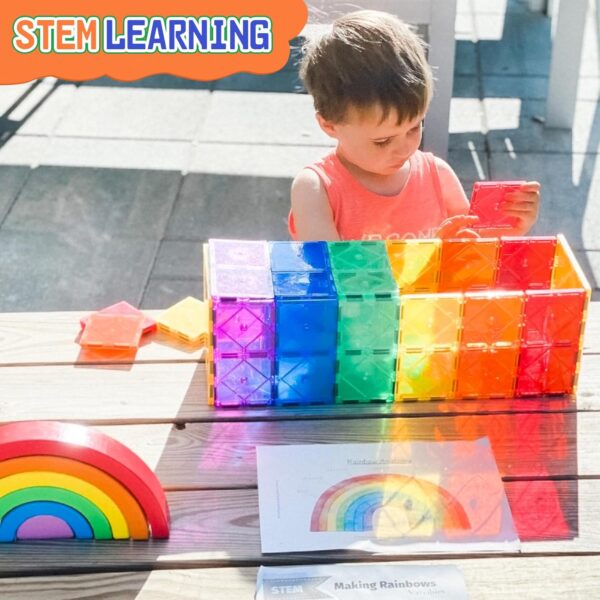 Magnetic Tiles Toddler Toys Games Sensory Toys for Toddlers 3-4 Magnetic Blocks for Kids Age 3-5 4-8 Outdoor Toddler Activities Preschool Building Learning Toys - Image 4