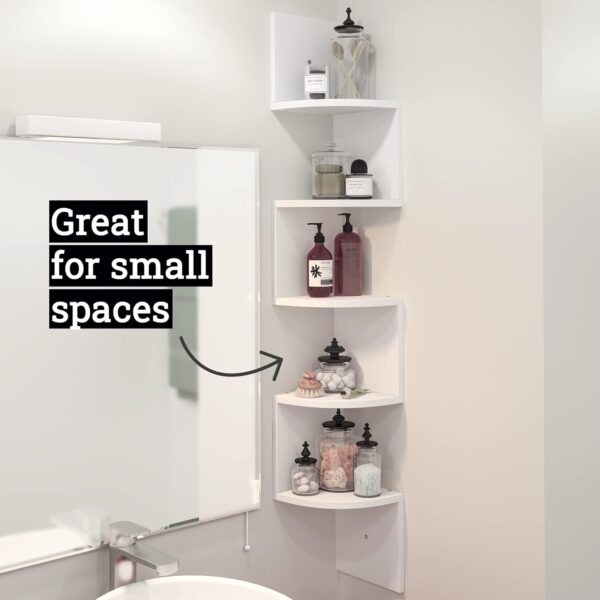 Corner Shelf, Greenco 5 Tier Shelves for Wall Storage, Easy-to-Assemble Floating Wall Mount Shelves for Offices, Bedrooms, Bathrooms, Kitchens, Living Rooms and Dorm Rooms, Espresso Finish - Image 7
