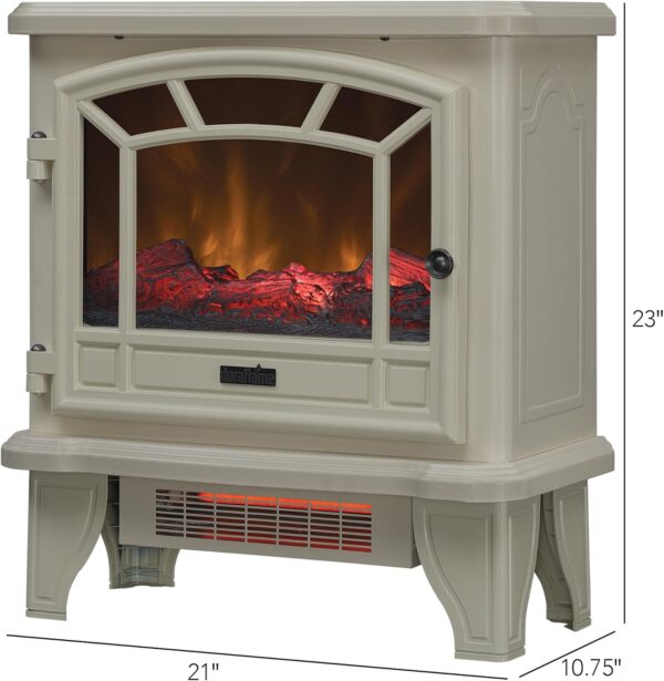 Duraflame Electric Fireplace Stove 1500 Watt Infrared Heater with Flickering Flame Effects - Cream - Image 4