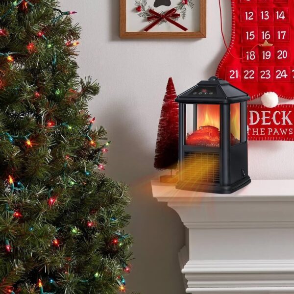 Portable Little 3 Sided Small Electric Fireplaces Space Heaters for Indoor Use Freestanding Mini Electric Space Fireplace Heaters Stove with Flame Thermostat Timer Remote Control Overheat Protection - Image 3