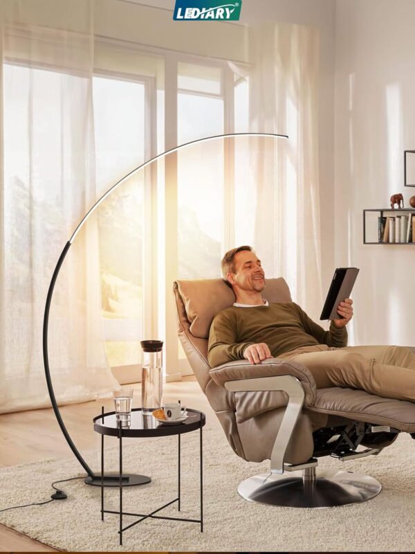 LEDIARY Arc Floor Lamp 65" Modern Standing Lamp with Remote, Black LED Arch Lamps for Living Room Bedroom Office, 3 Color Temperature & Stepless Dimmable Arched Reading Lamp - Image 7