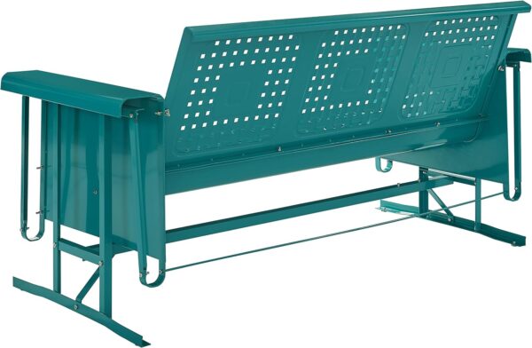Crosley Furniture Bates Retro Metal Outdoor Sofa Glider, 3-Person Rocking Patio Bench for Porch, Deck, Turquoise Gloss - Image 5