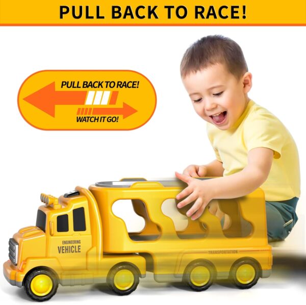 Bennol Toddler Boy Toys for 1 2 3 4 5 Year Old Boys, Toddler Car Trucks Bus Toys for Toddler Boys Ages 1-3 3-5, 5 in 1 Construction Car Truck Bus Boys Toddlers Birthday Gifts - Image 3