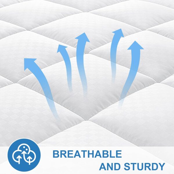 OLANLY Twin Quilted Fitted Mattress Pad - Cooling Soft Mattress Topper - Elastic Fitted Mattress Protector - Machine Washable Mattress Cover Stretches up to 21 Inches Deep (39x75 inch, White) - Image 4