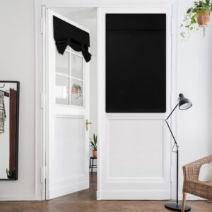 HOMEIDEAS French Privacy Door Curtains for Door Window, French Door Blinds for Glass Door, Thermal Insulated Tie Up Shade Door Window Covering for Bedroom, Black, W26 X L40, 1 Panel