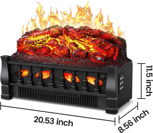 21 Inches Electric Fireplace Insert Log Heater Set, Freestanding Heater with Adjustable Flame Brightness and Flicker Speed, 750w/1500w Heating, Overheat Protection, Remote Control - Image 6