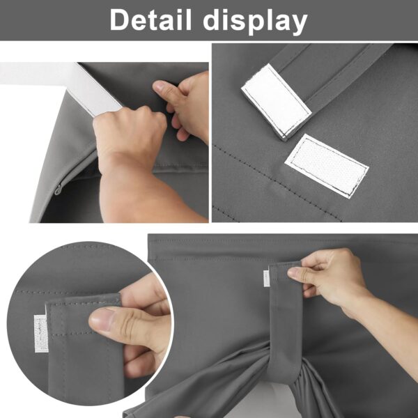 100% Blackout French Door Curtains, Wrinkle Free ， Room Darkening, Blocks Light and Heat Through Glass Door Window. Drill-Free， Easy Installed Door Window Curtains. (Dark Grey, 24W x38L) - Image 5