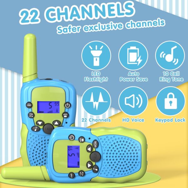 Selieve Toys for 3-12 Year Old Boys Girls, Easter Basket Stuffers, Walkie Talkies for Kids 22 Channels 2 Way Radio Toy with Backlit LCD Flashlight, 3 Miles Range for Outside, Camping, Hiking - Image 3