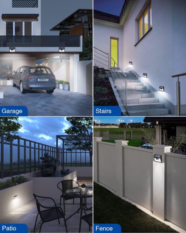 Peasur Solar Powered Lights Outdoor, 140LED 16Pack Motion Sensor Light Outside, IP65 Waterproof Fence Security Lighting with 3 Modes for Yard Wall Garden Cool White - Image 7
