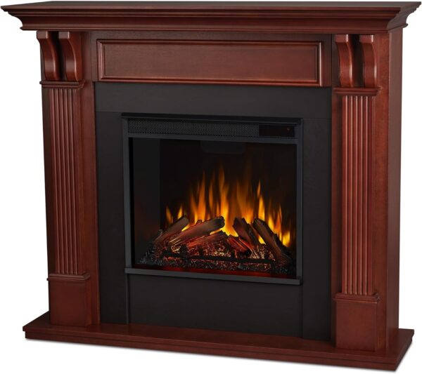 Real Flame Ashley 48" Electric Fireplace with Mantel for Living Room or Bedroom, Replaceable Fireplace Insert Heater, Realistic Log and Flame Effect, Remote Control, Timer.