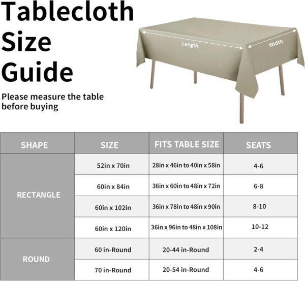 Easy-Going Faux Linen Waterproof Spill-Proof Tablecloth Stain Resistant Rectangle Table Cloth Wrinkle Free Decorative Fabric for Kitchen, Dining, Party, Weddings, Restaurants (60x102 in, Linen) - Image 6