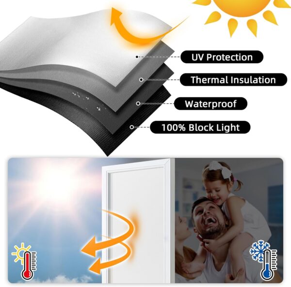 DUOFIRE Blackout Curtains for Bedroom 40" x 57", Portable Window Blackout Blinds No Drill Room Darkening 100% Blackout Shades Temporary Blackout Window Cover for Nursery Travel RV (Black-Silver) - Image 4