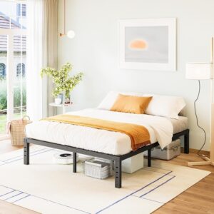 Bed-Frame-Queen, 14 Inch Metal Platform Bed-Frame No Box Spring Needed, Heavy Duty, Easy Assembly, Noise Free, Black
