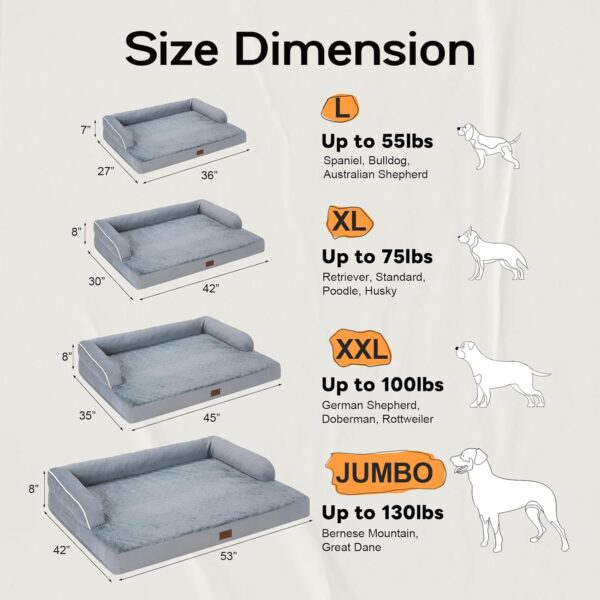 Large Dog Bed Orthopedic Washable - Beds Bolster - Medium XL XLarge Big Dogs - Memory Foam Couch Sofa - Waterproof with Removable Cover - Image 6