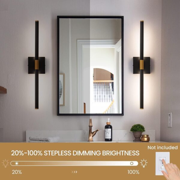 Black Gold Vanity Light Fixtures for Bathroom Over Mirror 24 inch LED Bath Sconces 4000K Morden Picture Lights for Paintings (Horizontal & Vertical) - Image 2