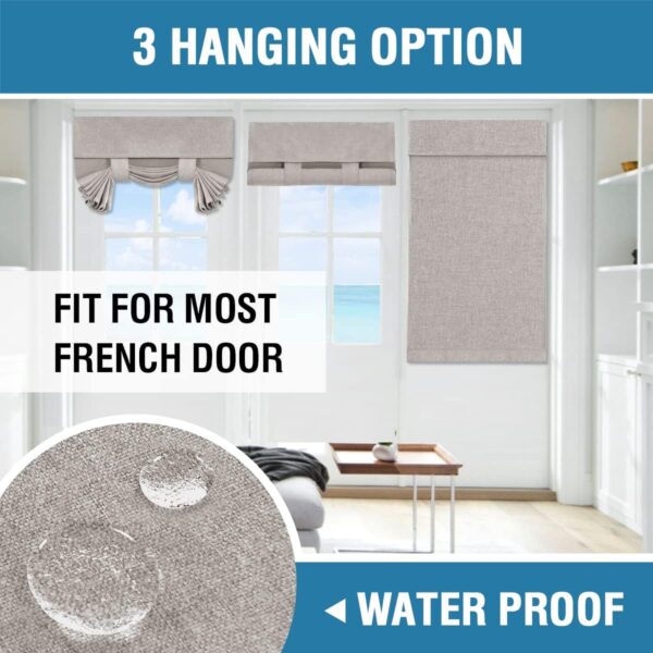 H.VERSAILTEX French Door Curtains Linen Textured Privacy Door Blinds Kitchen Window Curtains Waterproof 26 X 40 Inch Room Darkening Curtains for Glass Door Tie Up Shade, 1 Panel, Heather Taupe - Image 7