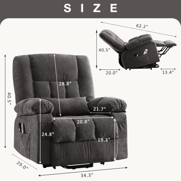 Power Lift Recliner Chair Recliners for Elderly with Heat and Massage Recliner Chair for Living Room with Infinite Position and Side Pocket,USB Charge Port - Image 2