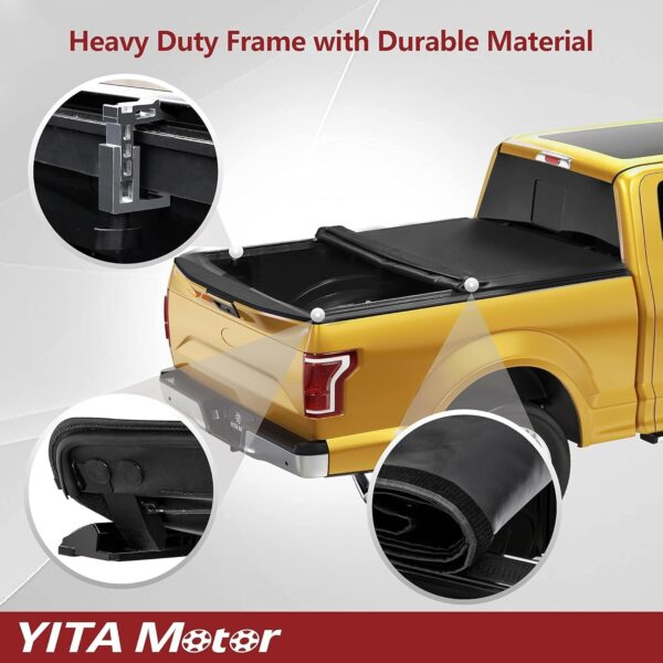 YITAMOTOR Soft Roll Up Truck Bed Tonneau Cover Compatible with 2019-2024 Chevy Silverado/ GMC Sierra 1500 New Body Style, Fleetside 6.6 ft Bed - Image 4