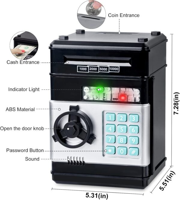 Refasy Piggy Bank Cash Coin Can ATM Bank Electronic Coin Money Bank for Kids-Hot Gift - Image 3