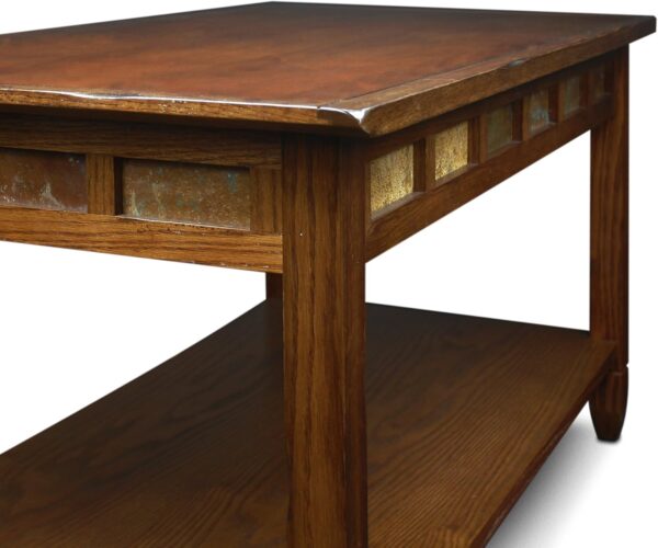 Leick Home 10058 Slate Tile Coffee Table with Shelf, 20 in x 38 in x 20.5 in, Rustic Oak - Image 5