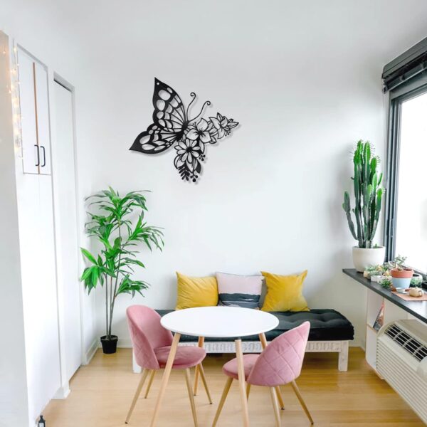 EZ4ENCE Butterfly Decoration Wall Art, Metal Hanging, Wall Home Decor, Boho, Nature Themed, Bohemian Style, for Bedroom Living Room Home Wall, Black, Large - Image 6