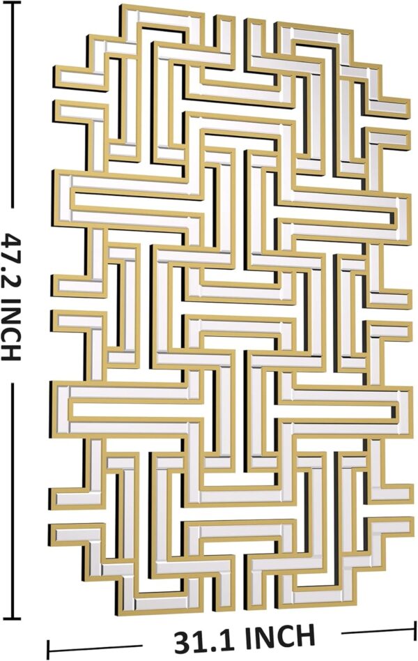 KOHROS Gold Decorative Wall Mirrors - Wooden Modern for Hallway, Living Room, Bedroom, Entryway 31.1"x47.2" - Image 6