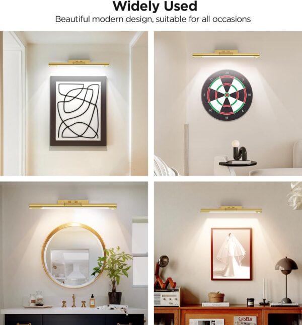 Picture Lights for Wall, Rechargeable Art Display Light with Digital Display, Remote Control, 3 Lighting Colors, Timer and Dimmable, LED Gallery Light for Painting Frame, Portrait etc - Image 7