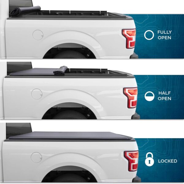 Truck Tonneau Cover for Chevy Silverado 1500 / GMC Sierra 1500 2019-2024 with 5.8 ft Bed Length, All-Weather Soft Roll Truck Bed Cover for Truck Black Flag Print - Image 3