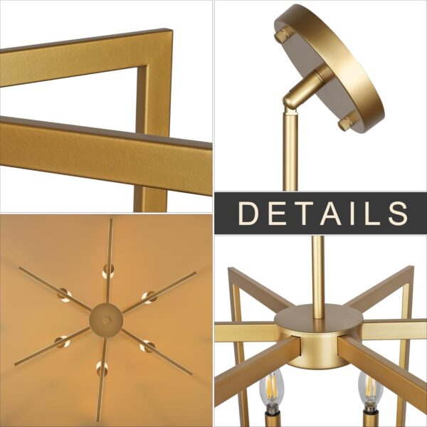 6-Light Gold Pendant Light, Modern Farmhouse Dining Room Light Fixtures Over Table, Industrial Metal Geometric Kitchen Chandelier for Entryway Hallway Foyer Bedroom - Image 7