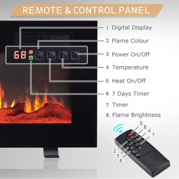 Efiretric® Grace 36" W 3 in 1 Electric Fireplace (EF449), Freestanding, Wall Mounted, Recessed, 9 Colors Flame Effect, TV Media Wall, Heater 750W/1500W, Remote Control - Image 6
