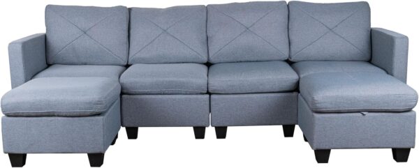 Casa Andrea Milano Modular Sectional Sofa, Linen Fabric Convertible U Shaped Couch with Storage, 6 Seat Modular Sectionals Sofa Couch with Chaise for Living Room - Image 3