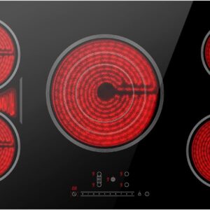 GASLAND 36 Inch Electric Cooktop 5 Burners, ETL & FCC Certificated, 9200W Built-in Radiant Ceramic Cooktop, Sync & Triple Burners, Slide Touch Control, Child Safety Lock, Hot Surface Indicator, 240V