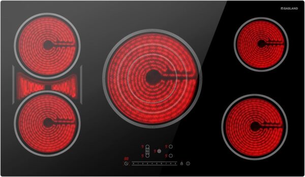 GASLAND 36 Inch Electric Cooktop 5 Burners, ETL & FCC Certificated, 9200W Built-in Radiant Ceramic Cooktop, Sync & Triple Burners, Slide Touch Control, Child Safety Lock, Hot Surface Indicator, 240V