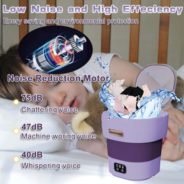 Mini Washing Machine, 13L Portable Washer, Foldable Washing Machine with Spin, Small Portable Washer and Dryer Combo for Apartments, Camping, Travel(Purple) - Image 6