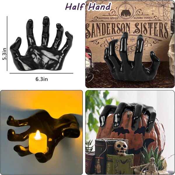 DAZONGE Halloween Decorations, Pack of 3 Wall Mounted Creepy Reaching Hands with Lighted Candles, Life-Sized Horror Hands for Gothic Wall Decorations, Scary Halloween Decorations Indoor - Image 5