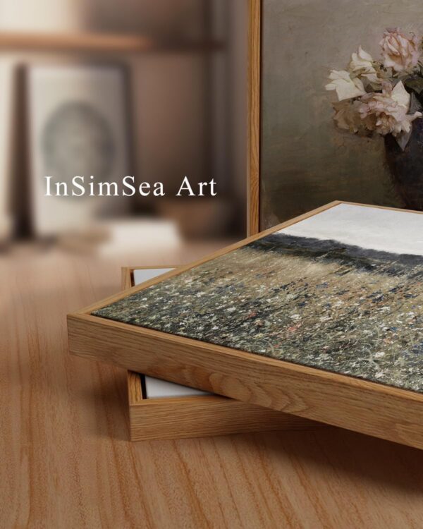 InSimSea Framed Canvas Wall Art Vintage Decor, Landscape Wall Art, Meadow with Flowers Art Decor, Modern Farmhouse Decor, Cottagecore Bedroom Bathroom Office Decor, 24"x36" - Image 2