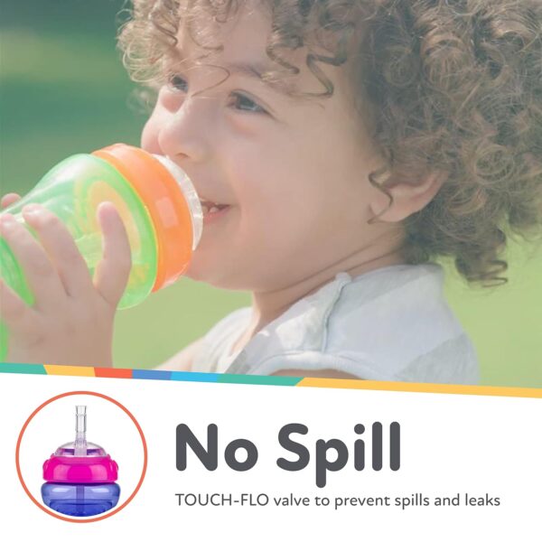 Nuby No-Spill Sippy Cup with Flex Straw - (3-Pack) 10-Ounce Bottles - Sippy Cups for Toddlers 12+ Months - Neutral Color Training Cups for Toddlers - Image 3
