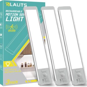 Under Counter Lights for Kitchen: Under Cabinet Lights 30-LED Closet Lights 1000mah Rechargeable Motion Sensor Under Cabinet Lighting for Kitchen, Cabinet,Wardrobe,Laundry, 3 Pack 7.87inch