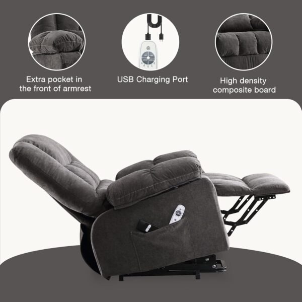 Power Lift Recliner Chair Recliners for Elderly with Heat and Massage Recliner Chair for Living Room with Infinite Position and Side Pocket,USB Charge Port - Image 6
