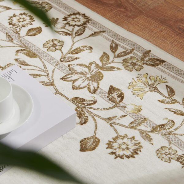jinchan Area Rug 5x7 Washable Rug Indoor Floral Vintage Elegant Luxury Garland Print Floor Soft Thin Rug Mat Retro Non Slip Carpet Decor Kitchen Living Room Bedroom Dining Room Decor Ivory Taupe - Image 7