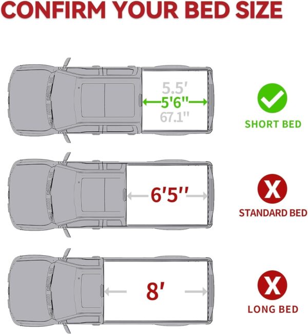 YITAMOTOR Hard Tri-fold Truck Bed Tonneau Cover Compatible with 2015-2024 Ford F-150 5.5 ft Bed - Image 2