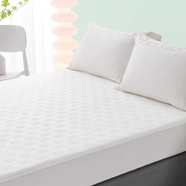 Coriwell King Size Waterproof Mattress Protector - Rayon from Bamboo Mattress Cover Washable - 3D Air Fabric Ultra Soft Breathable Cooling Noiseless Bed Mattress Pad with Deep Pocket Up to 18'' - Image 6