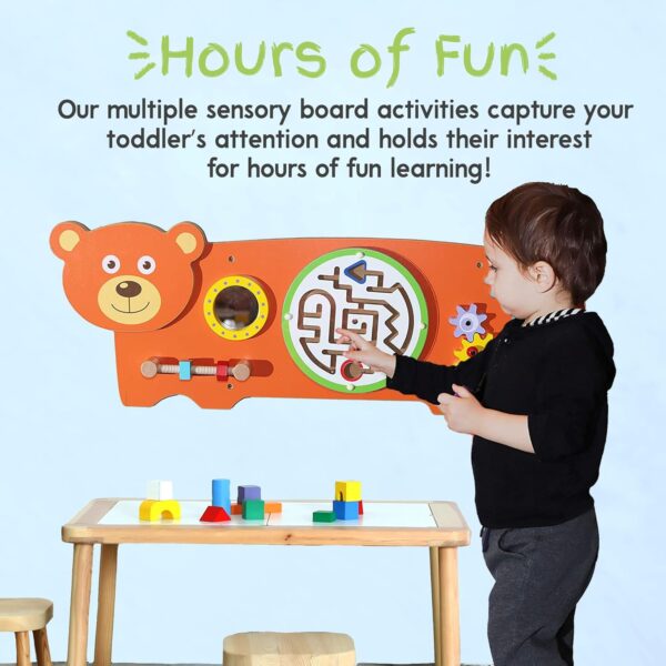 Learning Sensory Wall Toy for Toddlers - Bear Sensory Board Field with Fun Learning Activities - Wall Busy Board Learning Activity Wall Panel Toy for Kids Playroom & Children's Daycare - Image 5